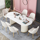 Stone Top Dining Table Contemporary Oval Dining Table with Sled Base Clearhalo 'Dining Tables & Seating' 'Dining Tables' 'dining_table' 'Furniture' 'furniture_dining_table' 'Kitchen & Dining Furniture' 'kitchen' 'kitchen_dining_table' 1200x1200_923b0b1e-2a58-4a41-82e2-345101226b86