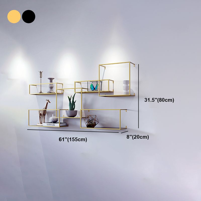 Gold/Black Wall Mounted Bookshelf Iron Modern Closed Back Shelf Clearhalo 'Bookcases' 'furn' 'furn_bookcases' 'Furniture' 'furniture_bookcases' 'kitchen' 'kitchen_bookcases' 'Living Room Furniture' 'Office Furniture' 1200x1200_9242699d-8a0e-4665-9e55-78d37e85894f