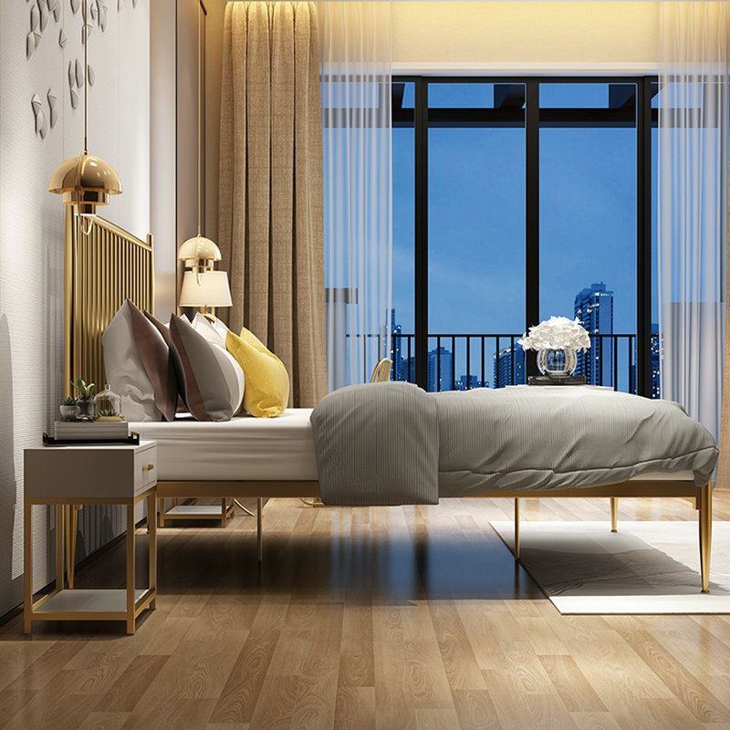 Modern Open-Frame Bed Iron Rectangular Standard Bed with Metal Legs Clearhalo 'Bedroom Furniture' 'Beds' 'furn' 'furn_beds' 'Furniture' 1200x1200_9249f07f-1161-4a88-8fb8-8f26345cef06