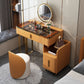 Modern Brown Glass Vanity Table with Stool Drawers Included Dressing Table