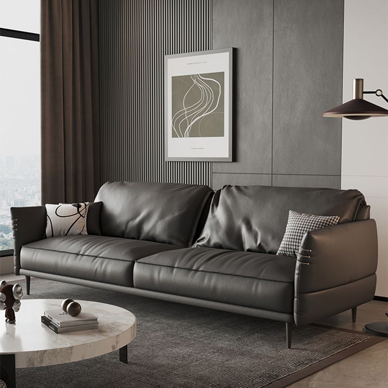 Panchina del divano resistente al braccio quadrato contemporaneo in pelle con cuscini