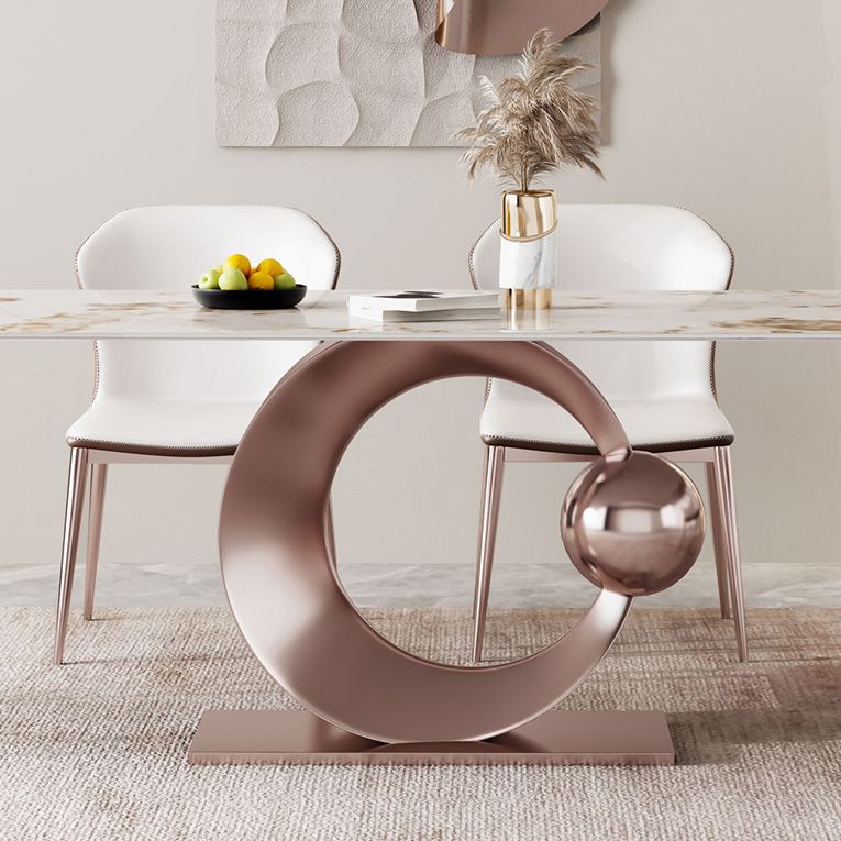 Luxurious Sintered Stone Top Dining Set Rectangle 1/4/5/7/9 Pieces Dining Room Table Set Clearhalo 'Dining Room Sets' 'Dining Tables & Seating' 'dining_room_set' 'furn' 'furn_dining_room_set' 'Furniture' 'Kitchen & Dining Furniture' 1200x1200_924b99ca-69bc-47cc-90cb-39e82ce0a5cc