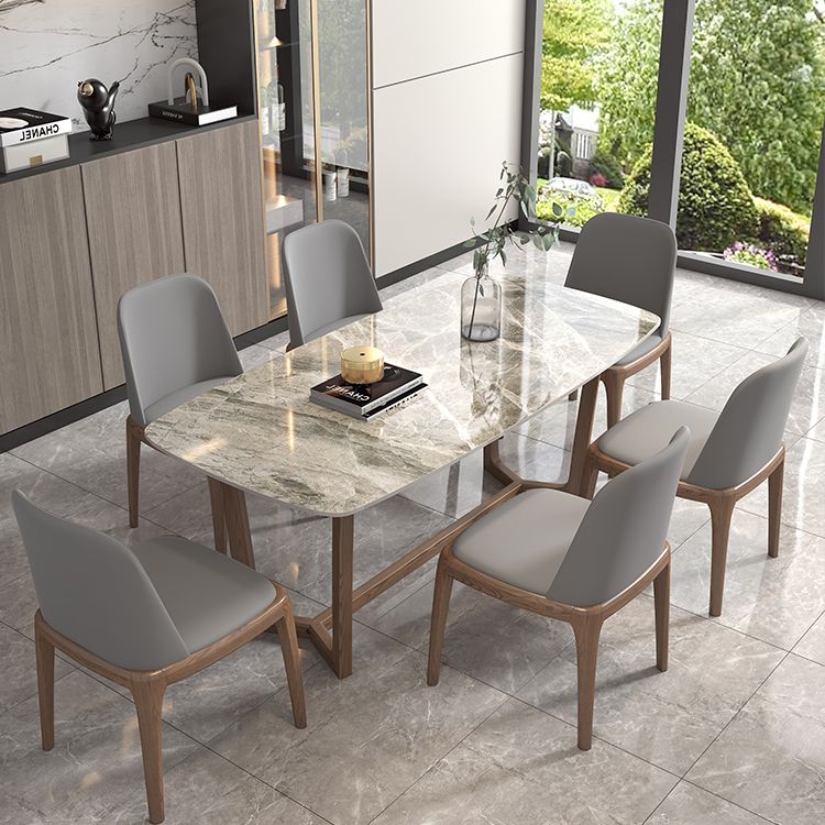 Sintered Stone Top Rectangle Table for Restaurant Modern Table with Ash Trestle Base Clearhalo ' dining_table' 'Dining Tables & Seating' 'Dining Tables' 'furn' 'furn_dining_table' 'Furniture' 'furniture_dining_table' 'Kitchen & Dining Furniture' 'kitchen&dining_furn' 'kitchen' 'kitchen_dining_table' 1200x1200_924bda6c-8ab6-4c11-98fc-842572ee29c9