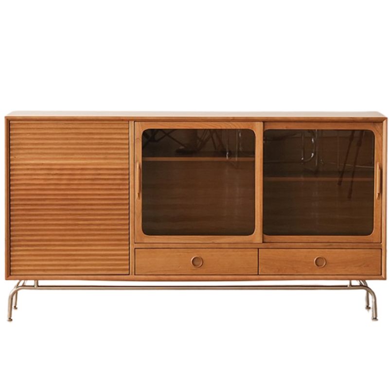 Portes en verre scandinaves armoire de rangement en pin pour le salon