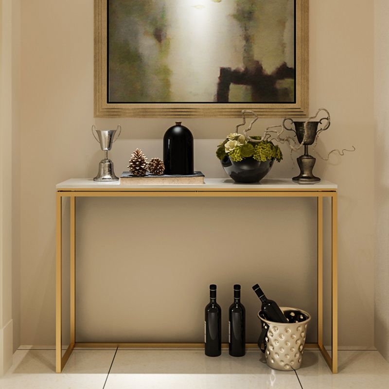 Tavolo della console rettangolare glam con tavolo di divano in marmo bianco, 30 "
