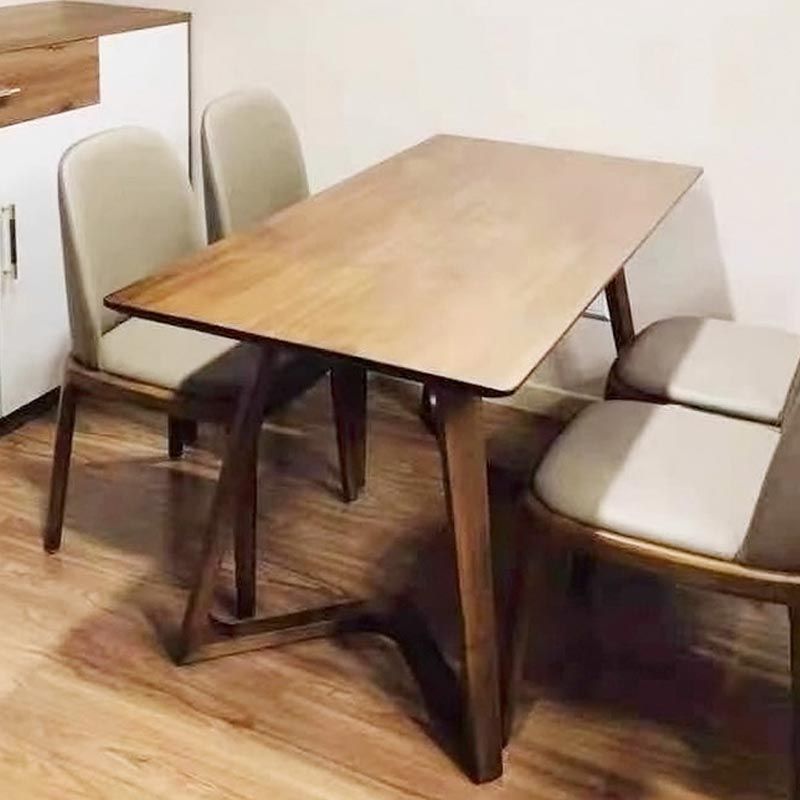 Natuurlijke vaste houten eettafel Modern binnenmeubels met dubbele voetstuk