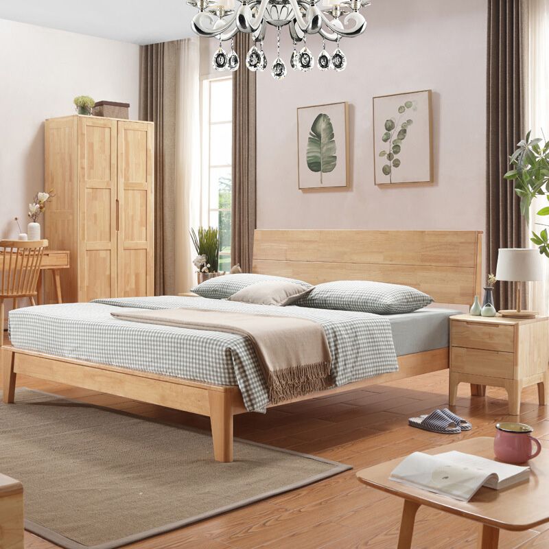 Marco de cama baja de la cama de la reina del goma escandinava y el panel rey con cabecera