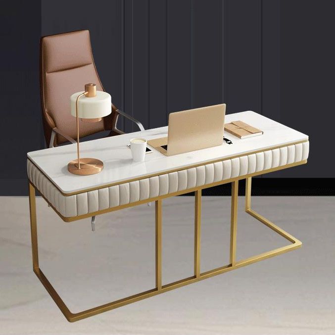 Glam Style Pedestal Writing Desk Curved 1-drawer Office Desk Clearhalo 'furn' 'furn_office_desk' 'Furniture' 'furniture_office_desk' 'Office Desks' 'Office Furniture' 'office_desk' 1200x1200_924eca91-d853-42a7-a824-c8468d9e8b25