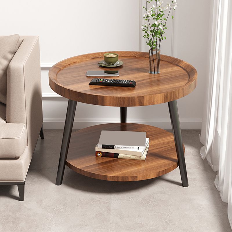 Wood Cocktail Table 3 Legs Modern Single Coffee Table with Shelf Clearhalo 'Coffee & Accent Tables' 'Coffee Tables' 'coffee_tables' 'furn' 'furn_coffee_tables' 'Furniture' 'Living Room Furniture' 1200x1200_924fda5e-98ab-4ebf-a9d7-88bdd818b1d0