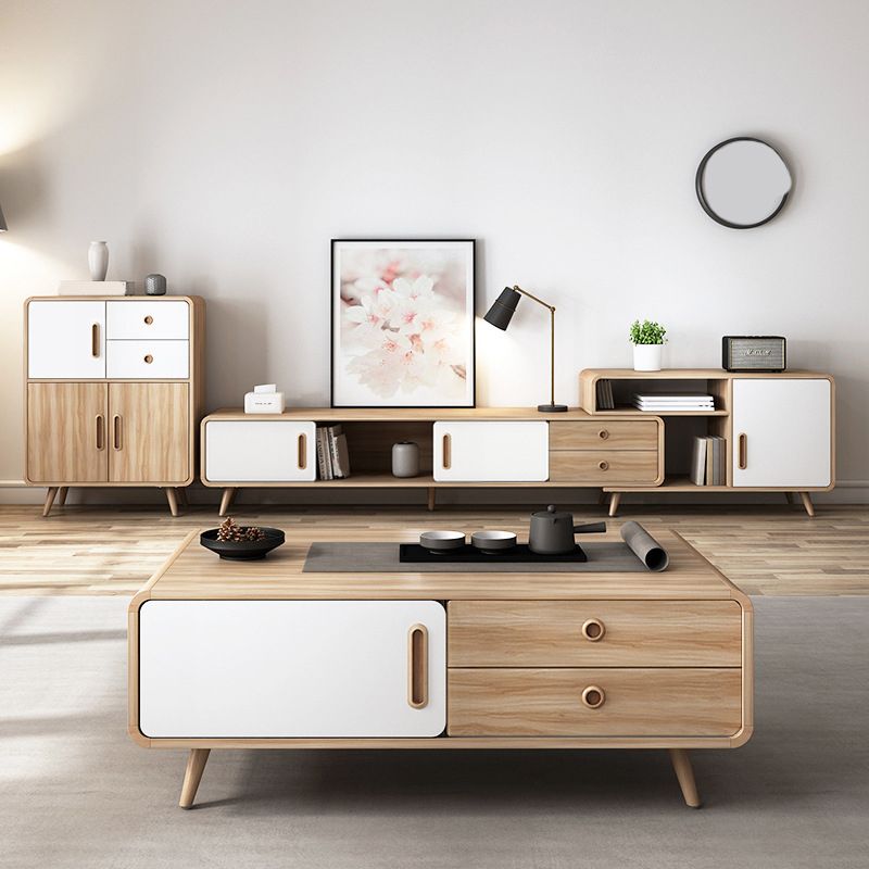 Table basse simple Natural 1 Table de cocktail moderne à 1 porte avec rangement