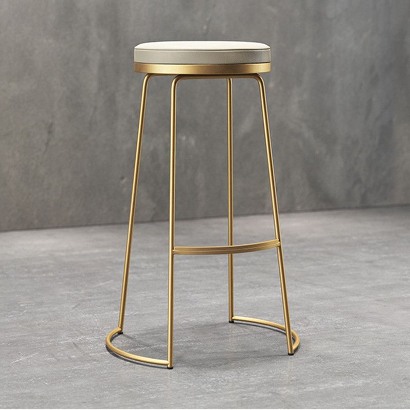 Scandinavian Style Bar-stool Round Leather Seat Counter Chair for Kitchen Bar Clearhalo 'Bar Furniture' 'Bar Stools' 'bar_stools' 'furn' 'furn_bar_stools' 'furniture_bar_stools' 'Kitchen & Dining Furniture' 'kitchen&dining_furn' 'kitchen' 'kitchen_furn' Furniture' 1200x1200_9250e383-4797-4d1a-b122-9786d621672f
