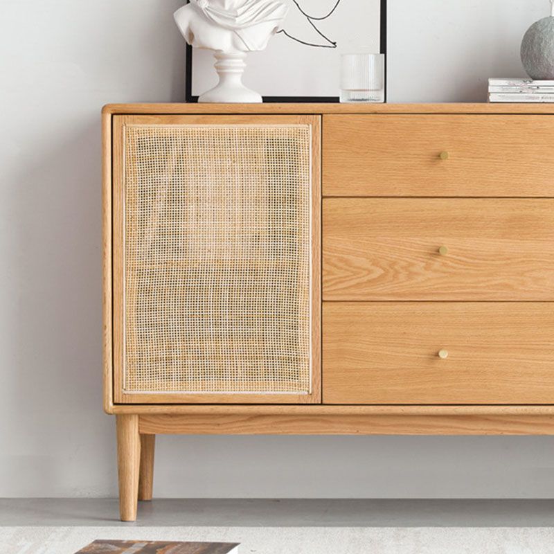 Contemporary Paned Cabinet Brown Pine and Cherry Accent Cabinet with Doors Clearhalo 'Cabinets & Chests' 'cabinets_chests' 'furn' 'furn_cabinets_chests' 'Furniture' 'Living Room Furniture' 1200x1200_92525199-21bc-487c-86aa-158a2ce2f4b6