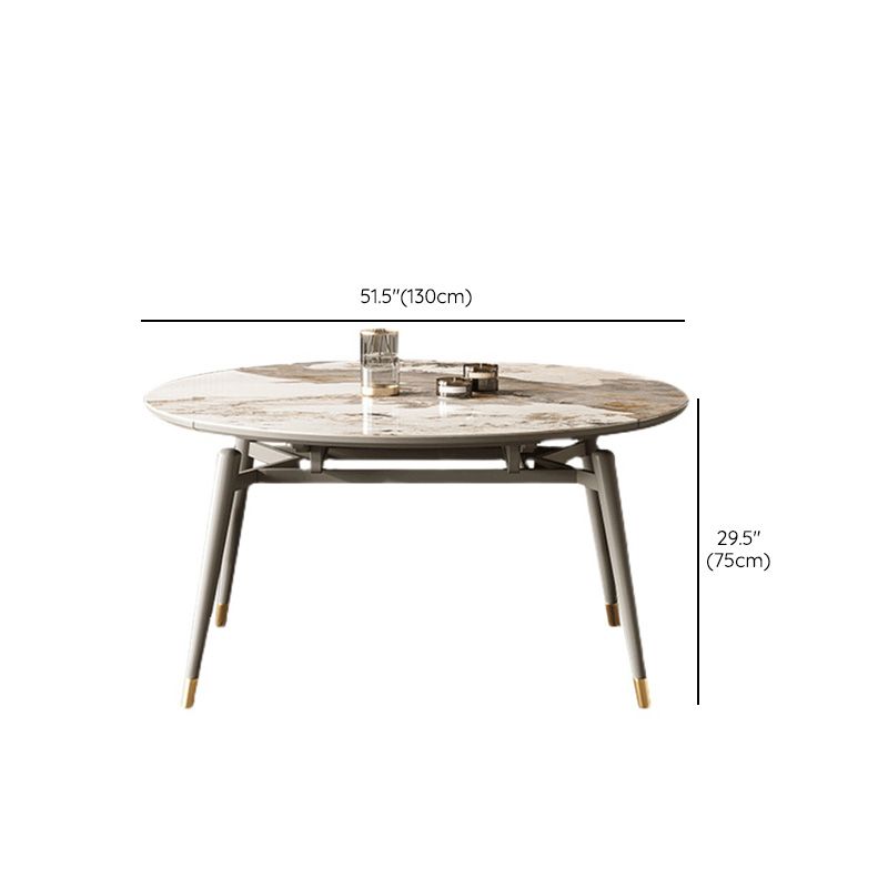 Moderne ronde eettafel van gesinterde stenen tafel met houten poten voor thuisgebruik