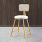 Nordic Backrest Armless Counter Stool Iron Dessert Shop Bar Stool with Cushion and Pedal