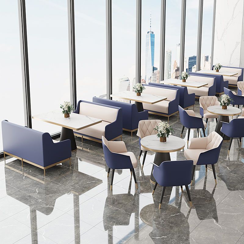 Sillas de comedor de cuero de faux glamoroso sillas de metal para uso de restaurantes