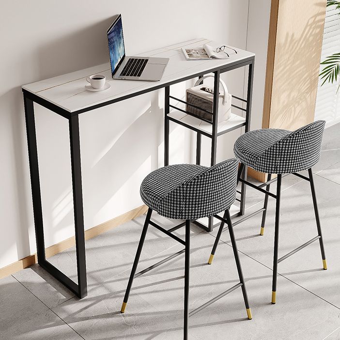 Industrial Black Iron Bar Dining Table with Stone Top Rectangle Indoor Bistro Table Clearhalo 'Bar Furniture' 'Bar Tables' 'bar_tables' 'furn' 'furn_bar_tables' 'Furniture' 'furniture_bar_tables' 'Kitchen & Dining Furniture' 1200x1200_925a4fc1-9d24-4b5b-83df-2ba537183116