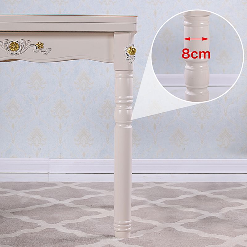 White Extendable Dining Table Solid Wood Dining Table for Dining Room