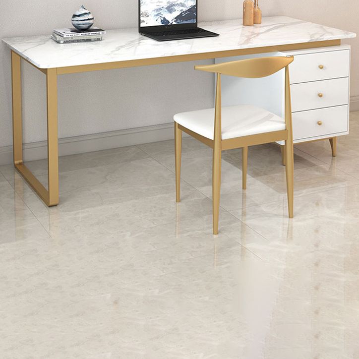Metal Base Writing Desk Glam Style Office Desk with 3-drawer Clearhalo 'Furniture' 'furniture_office_desk' 'Office Desks' 'Office Furniture' 'office_desk' 1200x1200_925aad5b-ab49-439a-80a4-61ebfaf7fcf2