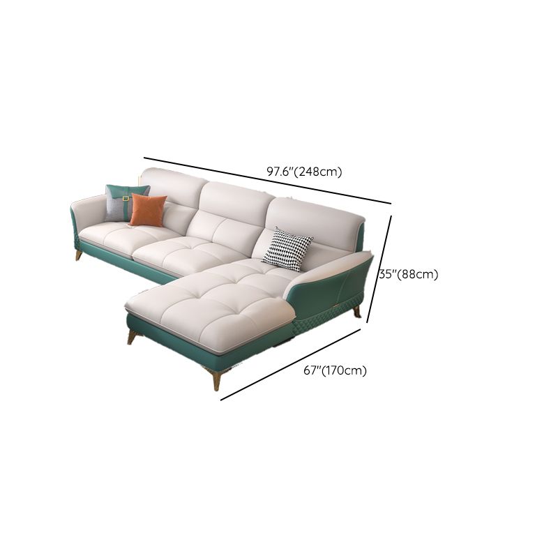 34.64 " H Genuine Leather Flared Arm Sofa & Chaise for Living Room Clearhalo 'furn' 'furn_sectionals' 'Furniture' 'Living Room Furniture' 'Sectionals' 1200x1200_925c7aa3-ffe9-49e8-b1a5-c15d06513837