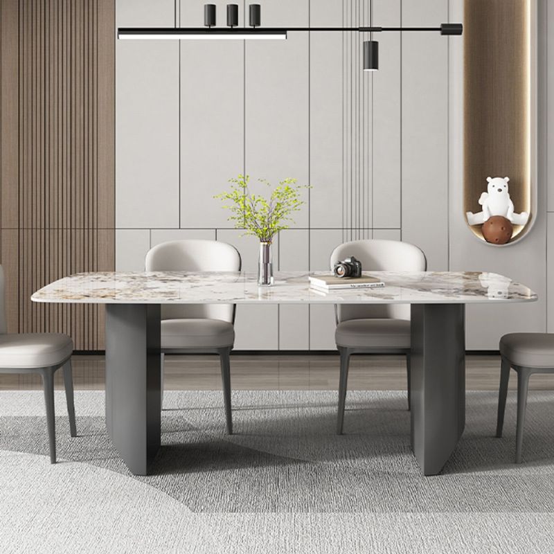 Set da tavolo da pranzo top in pietra 1/2/5/7 pezzi set da pranzo con sedie in pelle