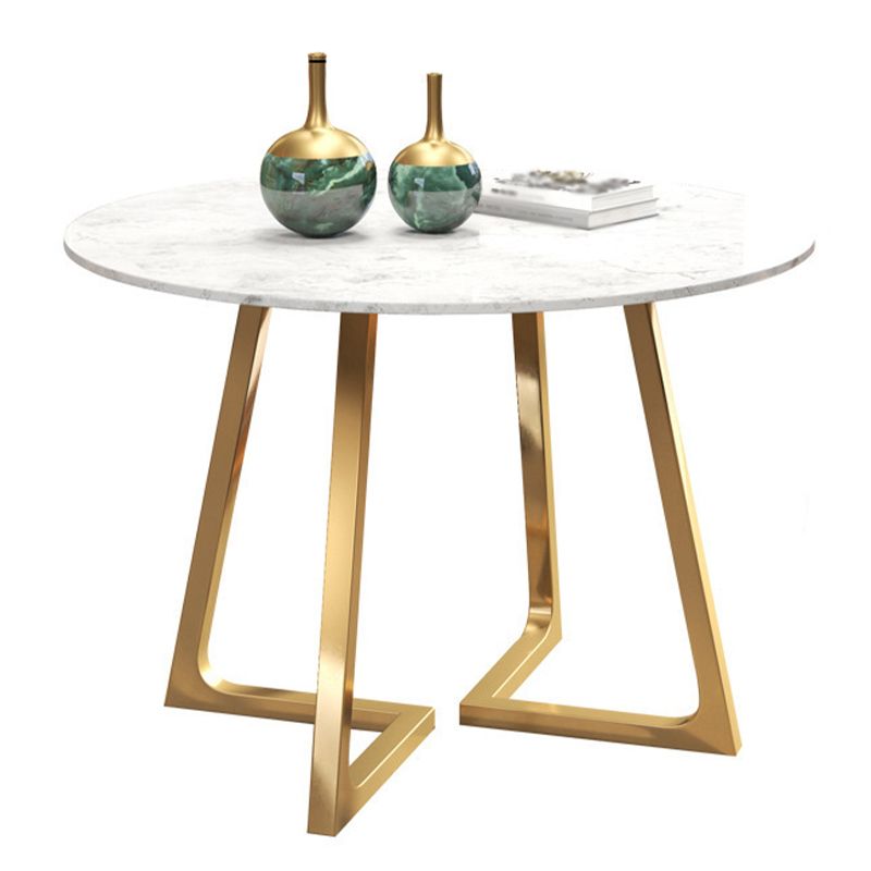 Glam Style Stone Table for Restaurant Round Table with Gold Pedestal Clearhalo 'Dining Tables & Seating' 'Dining Tables' 'dining_table' 'furn' 'furn_dining_table' 'Furniture' 'Kitchen & Dining Furniture' 1200x1200_9260b92a-858f-4771-890e-578d1fd2a202