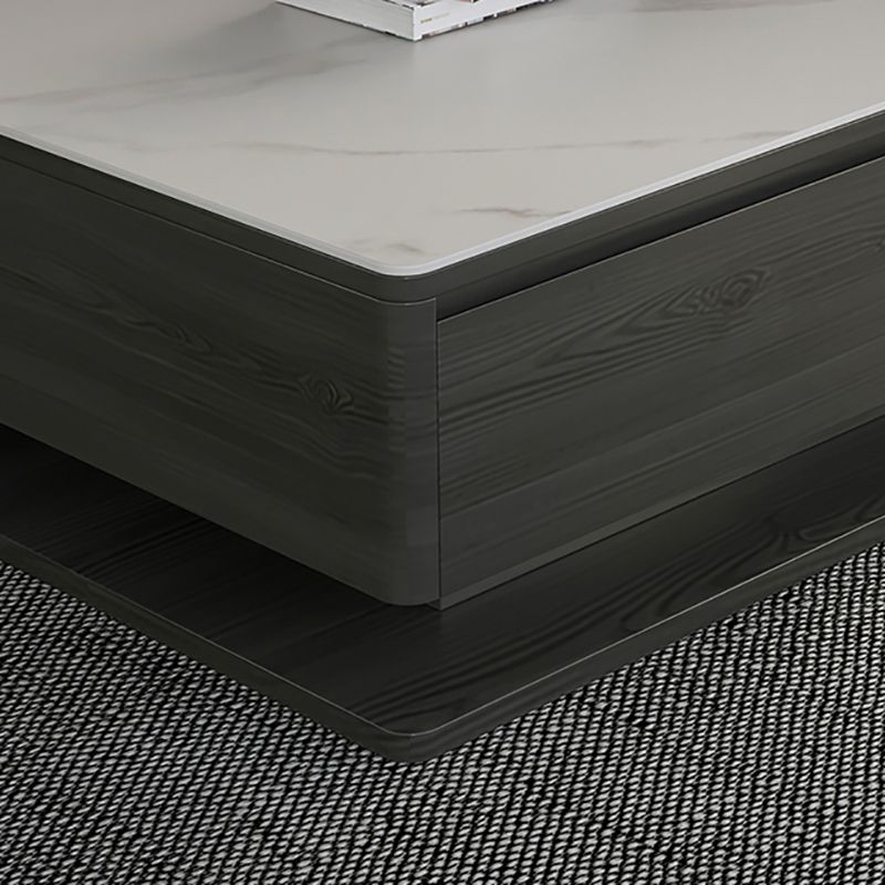 Tavolino da caffè rettangolare di pietra rettangolare contemporanea 16,9 "tavolo da cocktail a blocco H con 4 cassetti