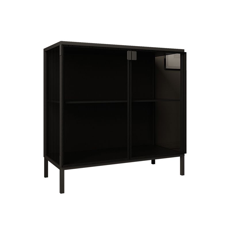 Server di pranzo nero contemporaneo porte in vetro server per finitura metallica