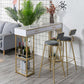 Marble Bar Table with Rectangle Table Top Double Pedestal Table - 41.3" H Clearhalo 'Bar Furniture' 'Bar Tables' 'bar_tables' 'furn' 'furn_bar_tables' 'Furniture' 'furniture_bar_tables' 'Kitchen & Dining Furniture' 1200x1200_9266ef32-59fd-4b99-b3b7-6afc1cfff6fc
