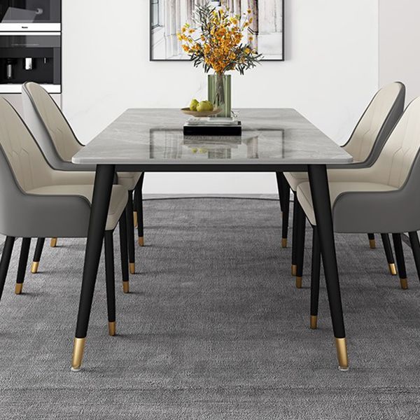 Gray Sintered Stone Dining Table Traditional Luxury Dining Table with 4 Legs Clearhalo 'Dining Tables & Seating' 'Dining Tables' 'dining_table' 'furn' 'furn_dining_table' 'Furniture' 'Kitchen & Dining Furniture' 1200x1200_9267a777-630a-48ae-bc23-1f23b8825935