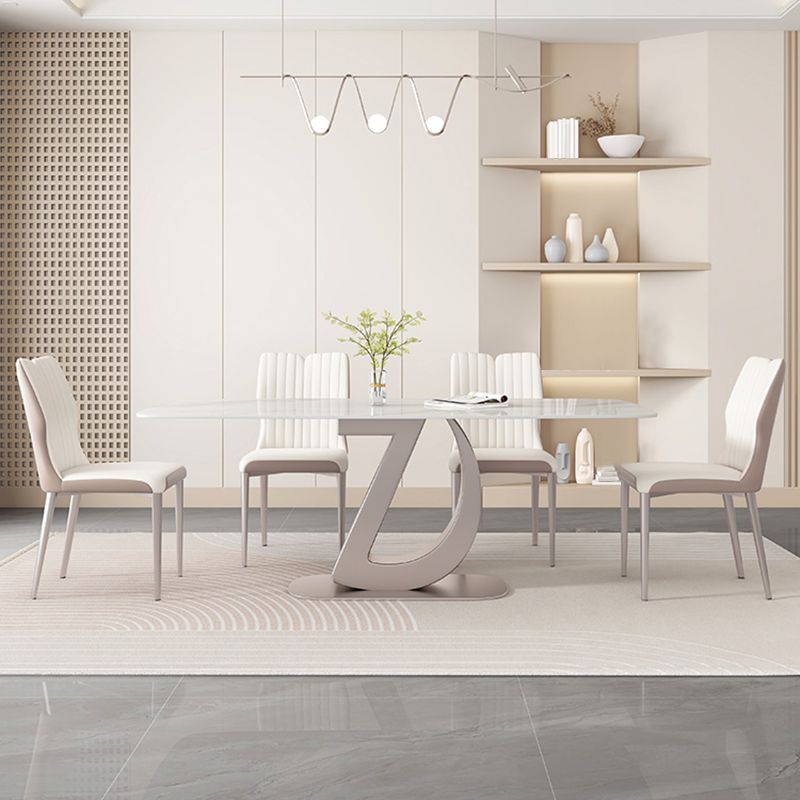 Glam eettafel, rechthoekige stenen eetkamertafel in wit