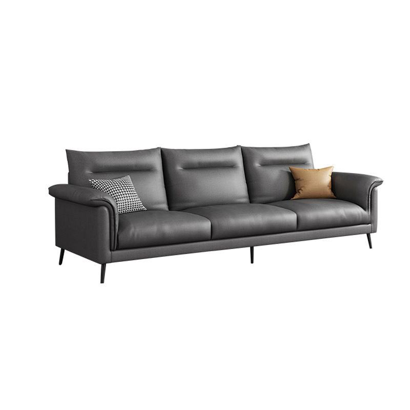 Modern Faux Leather Stain-Resistant Sofa Black Flared Arm Couch Clearhalo 'furn' 'furn_sofas' 'Furniture' 'furniture_sofas' 'Living Room Furniture' 'Sofa' 'sofas' 1200x1200_9268e01d-ff83-4d68-8efd-f69905e8abe1