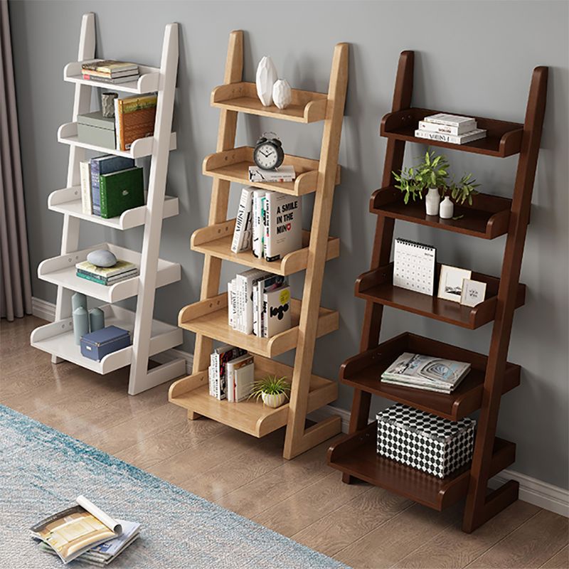 5 Shelves Ladder Bookshelf Wooden Contemporary Bookcase ,11.8" W x 55.1" H