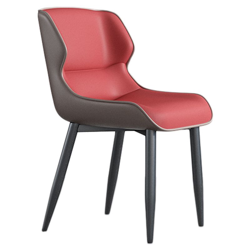 Faux Leather Armless Dining Chairs Modern Steel Legs Dining Side Chair