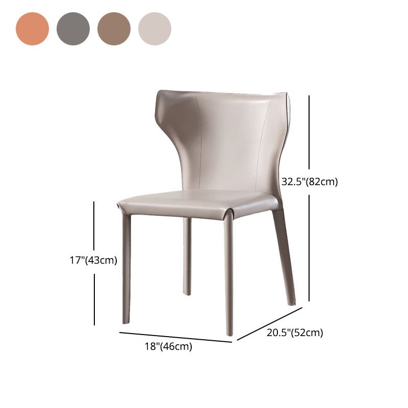 Eigentijdse lederen eetkamer stoel armloze wingback zijstoelen voor thuisgebruik