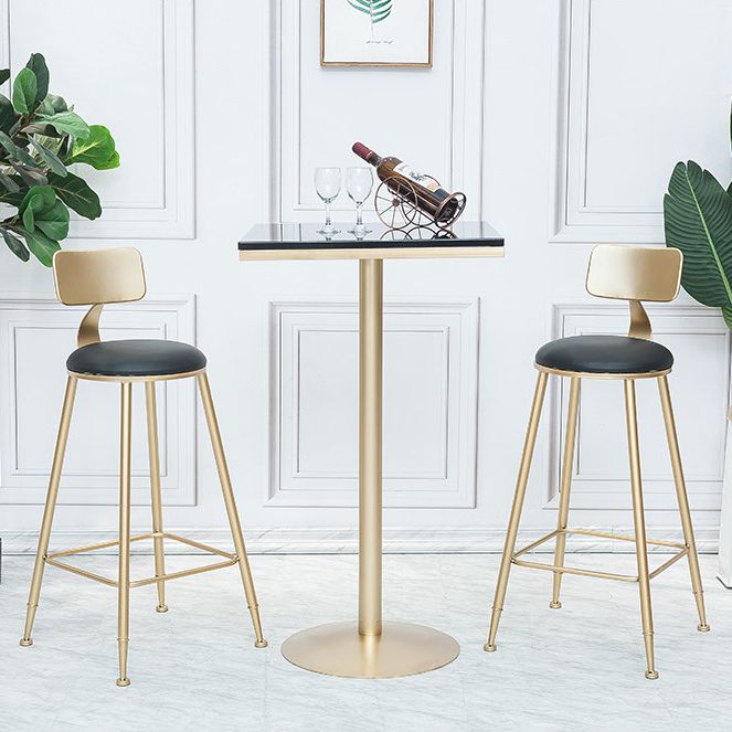 Bar Height Pub Table Glam Metal Pedestal Bar Table for Indoor