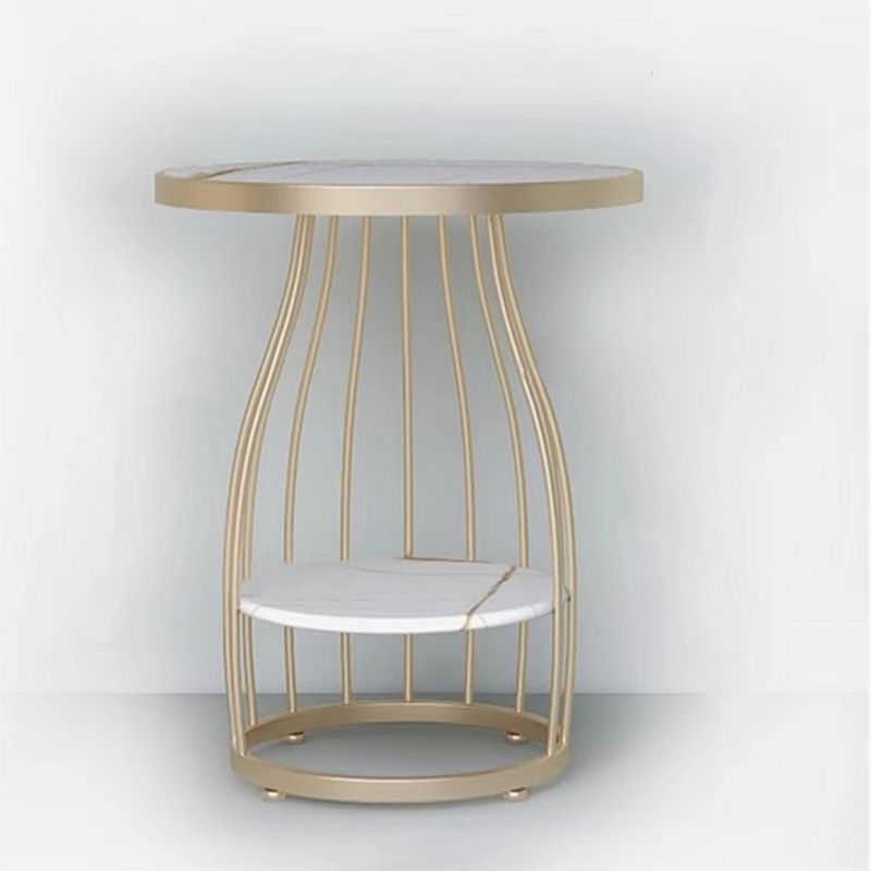 Modern Round Stone Side Table 24.8" H Frame Side Table with Shelf Clearhalo 'Coffee & Accent Tables' 'End & Side Tables' 'end_side_tables' 'furn' 'furn_end_side_tables' 'Furniture' 'Living Room Furniture' 1200x1200_926e3a64-e648-493f-be78-94dec765e43d