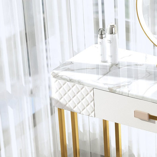 Faux Leder Waschtisch -Schminktisch mit 3 Aufbewahrungsschubladen