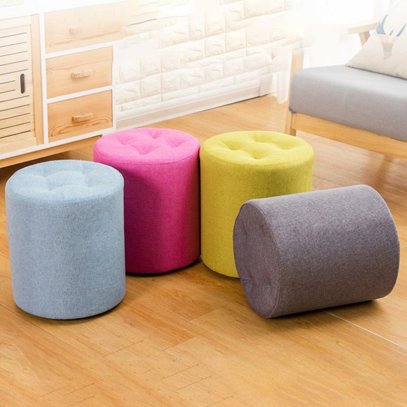 Contemporary Pouf Ottoman Fabric Upholstered Tufted Solid Color Cylinder Shape Ottoman Clearhalo 'furn' 'furn_ottomans_poufs' 'Furniture' 'Living Room Furniture' 'Ottomans & Poufs' 'ottomans_poufs' 1200x1200_927082d4-593a-4d95-add3-677bfe01f31a