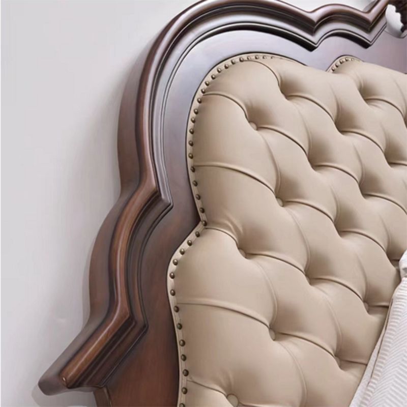 Brown Wood King Bed Tufted Nailhead Upholstered Bed Frame with Headboard Clearhalo 'Bedroom Furniture' 'Beds' 'furn' 'furn_beds' 'Furniture' 1200x1200_92708db8-9d22-4739-b3cd-12561cda4cb4