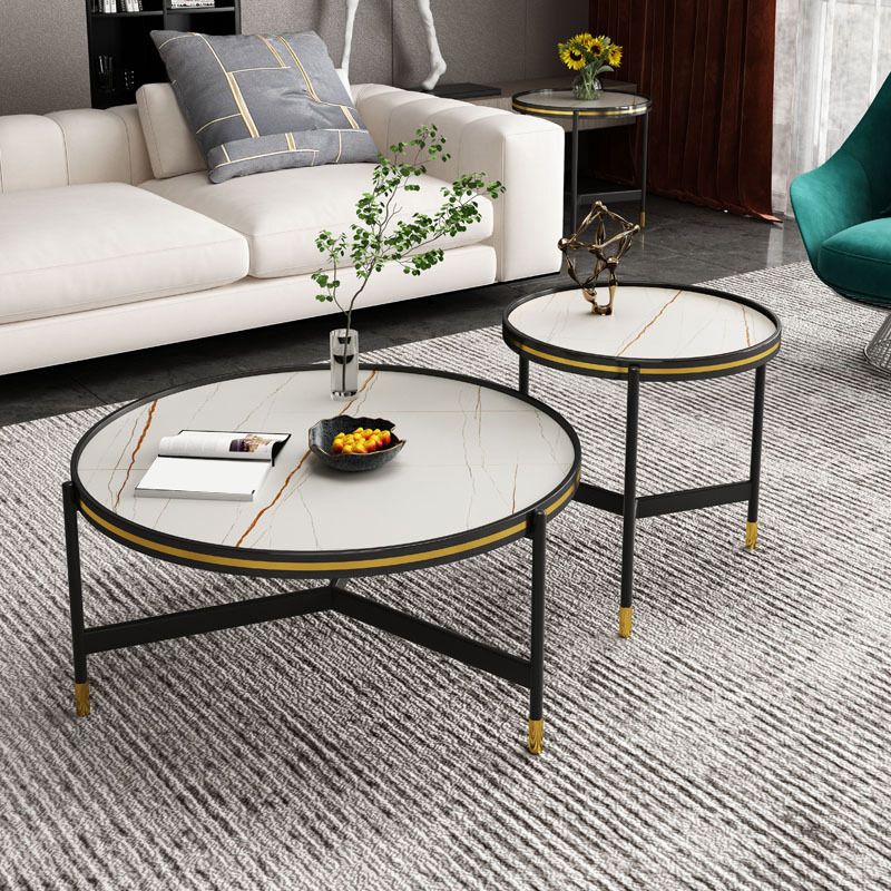 Round Slate 3 Legs Coffee Cocktail Table 2-Piece Coffee Table Set Clearhalo 'Coffee & Accent Tables' 'Coffee Tables' 'coffee_tables' 'furn' 'furn_coffee_tables' 'Furniture' 'Living Room Furniture' 1200x1200_9270f85c-bc70-49df-9679-b075aa9a09d2