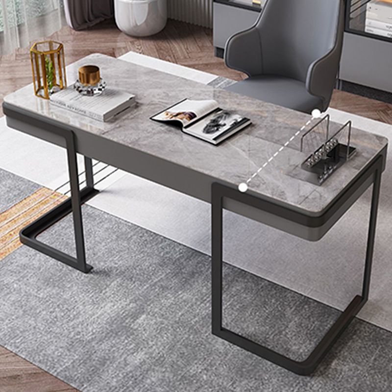 Scrivania per ufficio in acciaio Home Office 29.5 "H moderno scrittura di scrittura grigia con cassetti
