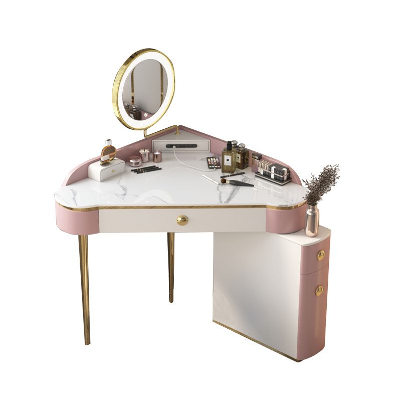 Contemporary Rectangle Make-up Vanity with 3 Drawers and Metal Base