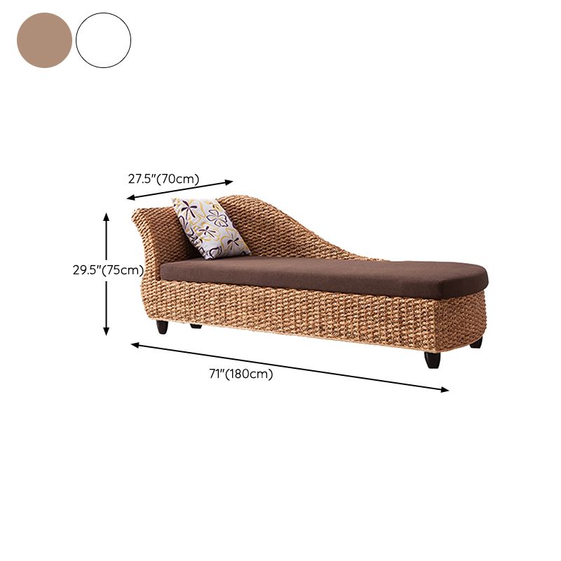 Upholstered Chaise Rattan Chaise Lounge Chair for Bedroom and Living Room