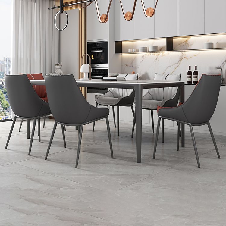 Parsons Faux Leather Side Chair Upholstered Armless Dining Chairs