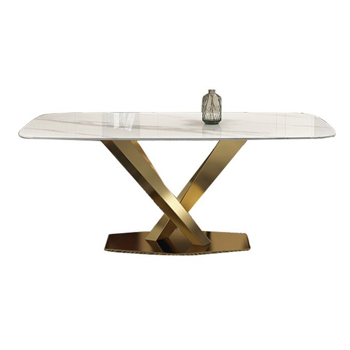Rectangle Traditional Luxury Dining Table White Sintered Stone Table with Metal Pedestal Base Clearhalo ' dining_table' 'Dining Tables & Seating' 'Dining Tables' 'furn' 'furn_dining_table' 'Furniture' 'furniture_dining_table' 'Kitchen & Dining Furniture' 'kitchen&dining_furn' 'kitchen' 'kitchen_dining_table' 1200x1200_92735e39-5884-44a4-a3fe-1f146772f31c