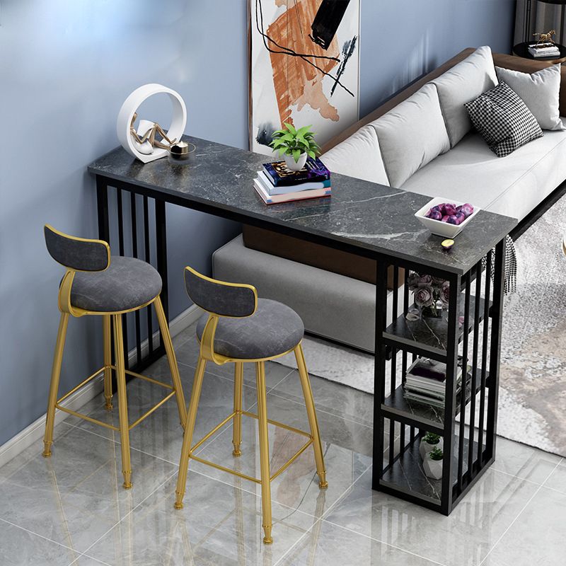 Rectangle Bar Dining Table Stone Contemporary Bar Table with Sled Base Clearhalo 'Bar Furniture' 'Bar Tables' 'bar_tables' 'furn' 'furn_bar_tables' 'Furniture' 'furniture_bar_tables' 'Kitchen & Dining Furniture' 1200x1200_92736e5a-c172-444b-83be-59f4b9b471df
