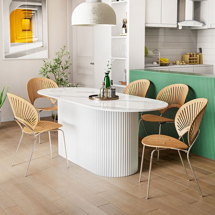 Contemporary Wood Standard Dining Table Oval Shape Kitchen Dining Table with Pedestal Base Clearhalo ' dining_table' 'Dining Tables & Seating' 'Dining Tables' 'furn' 'furn_dining_table' 'Furniture' 'furniture_dining_table' 'Kitchen & Dining Furniture' 'kitchen&dining_furn' 'kitchen' 'kitchen_dining_table' 1200x1200_92772145-95d8-41ad-8731-99c8b2a051da