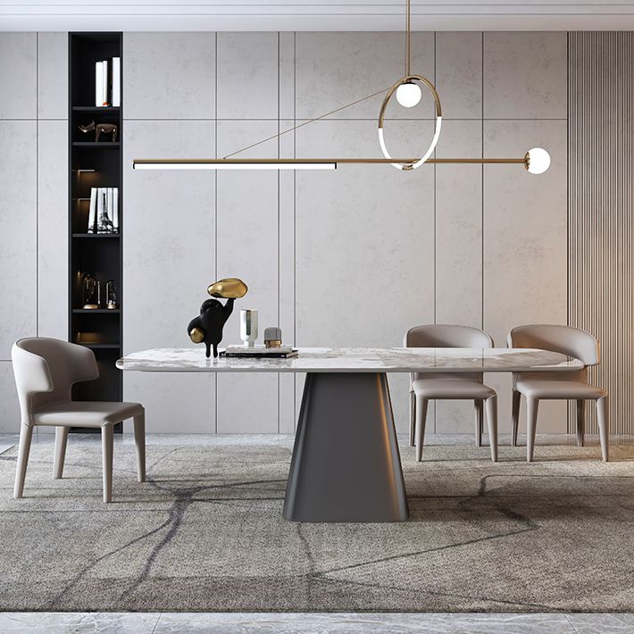 Rectangle Contemporary Dining Room Table White Sintered Stone Table with Pedestal Base Clearhalo ' dining_table' 'Dining Tables & Seating' 'Dining Tables' 'furn' 'furn_dining_table' 'Furniture' 'furniture_dining_table' 'Kitchen & Dining Furniture' 'kitchen&dining_furn' 'kitchen' 'kitchen_dining_table' 1200x1200_9278b12c-a798-4787-b960-84b3c77c65f6