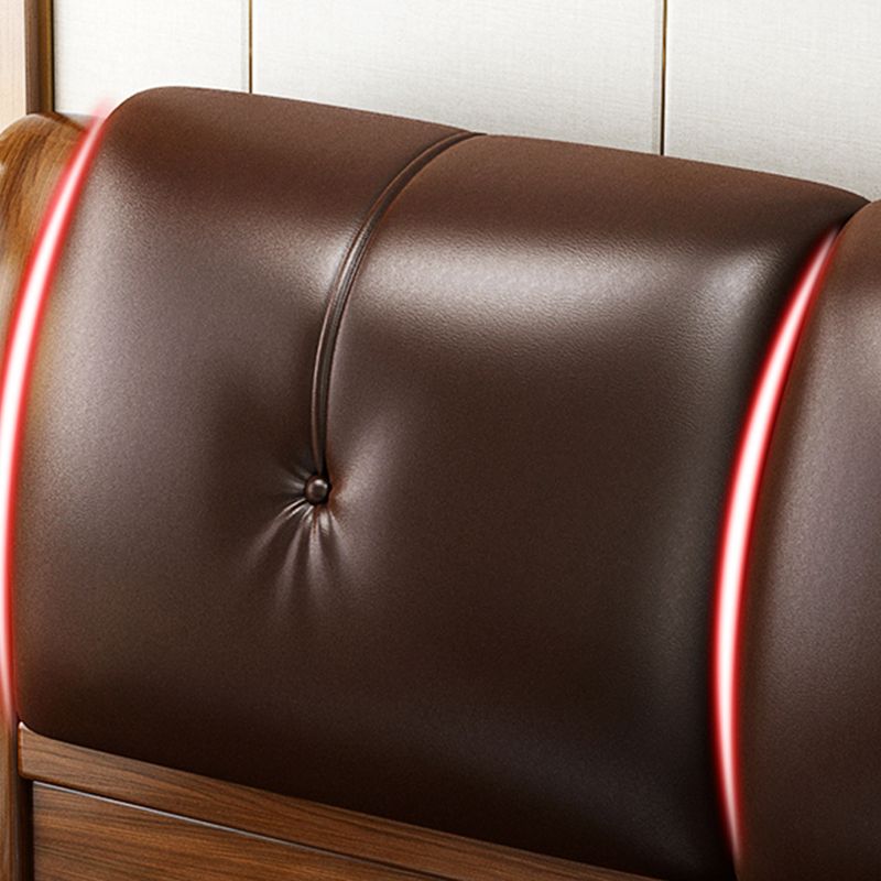 Lit standard marron avec rangement au milieu du siècle moderne 43,30 "lit haut de gamme