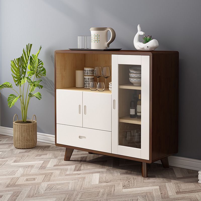 Buffet de estilo moderno Buffet de madera maciza de 39 pulgadas con gabinetes y cajones